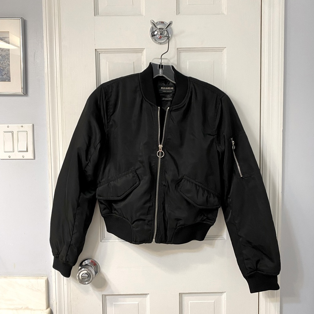 Pull & Bear Black Bomber, Size 34/XS
